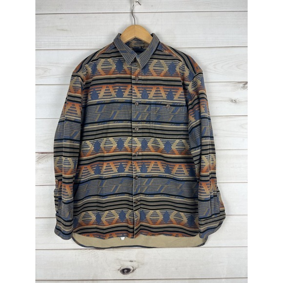 Cabela's Other - Cabela's Shirt Mens Large Blue Aztec Southwest Flannel Button Down Long Sleeve